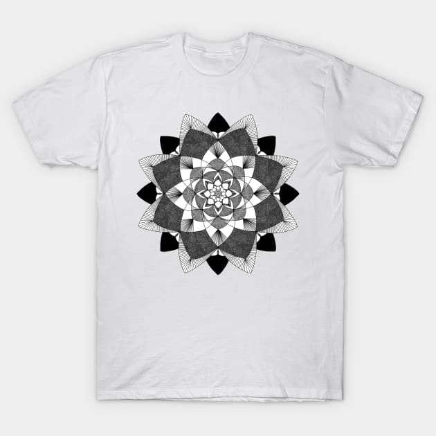 Floral Dotwork Mandala T-Shirt by Trashley Banks